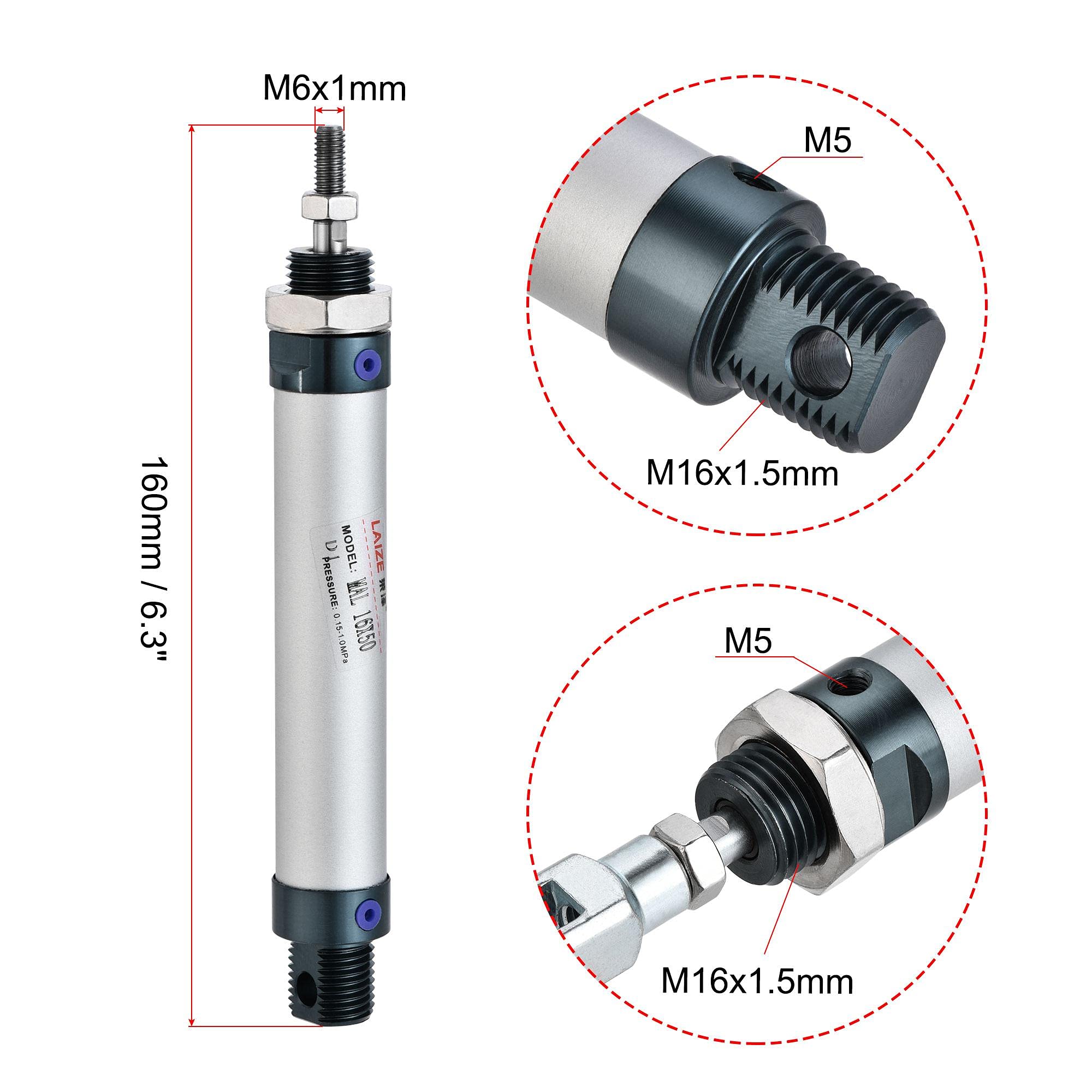 uxcell Pneumatic Air Cylinder 16mm Bore 50mm Stroke with Y